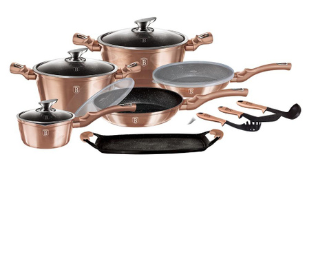 Set oale marmorate 14+2 piese Rose Gold Metalic Line Berlinger Haus BH 7124