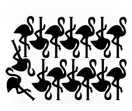 Set 45 stickere decorative in forma de pasare flamingo, 5 x 10cm, negru, original deals