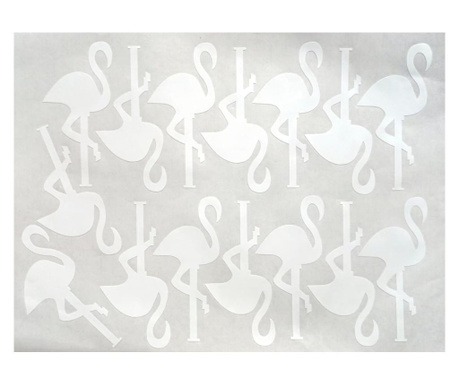 Set 45 stickere decorative in forma de pasare flamingo, 5 x 10cm, alb, original deals