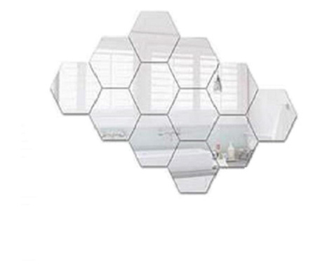 Oglinzi Decorative Hexagonale tip Fagure Hexagon pentru Baie Bucatarie si Living - 12 Bucati Sticker XL - Original Deals