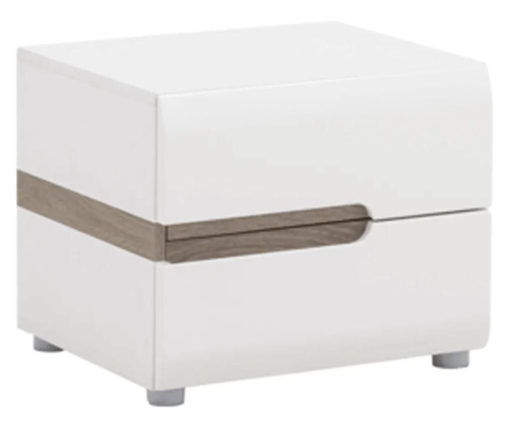 Fehér Fényes MDF és Sötét Sonoma Tölgy Éjjeliszekrény Lynatet 50x42x40 cm