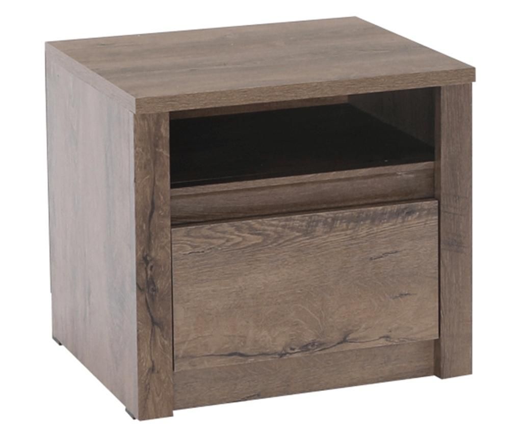 Sötét Tölgy Lefkas MDF Éjjeliszekrény Montana 50x43x46 cm