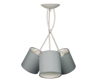 Lumină de plafon GRACE, finisaj titan, abajururi gri deschis din bumbac, 3xE27 50x50x75 cm