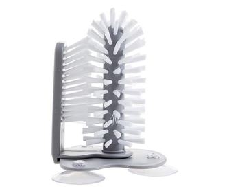 Perie dubla spalat pahare si recipiente Fresh Glass, cu ventuza, usor de utilizat, 18x12x12 cm, gri, Doty