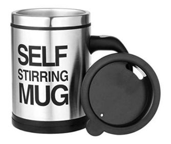 Cana Smart cu autoamestecare si capac cu 2 baterii tip AAA, Self-stirring Mug neagra,350 ml, Doty