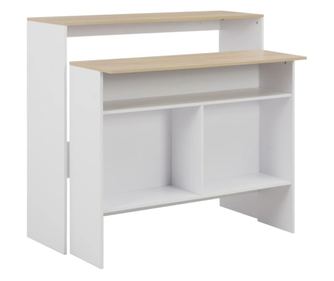 Barna miza z 2 ploščami, bela in hrastova, 130x40x120 cm