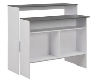 Bar miza z 2 ploščami, bela in siva, 130x40x120 cm
