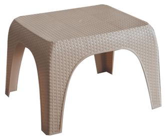 RAKI classi ratan masa pentru sezlong 60x51,5x43cm plastic tip ratan, dreptunghiulara, culoare bej