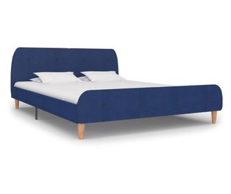Cadru de pat, albastru, 160 x 200 cm, material textil