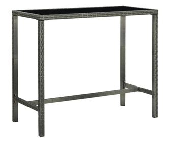 Barna miza za vrt, siva, 130x60x110 cm, poliratan in steklo