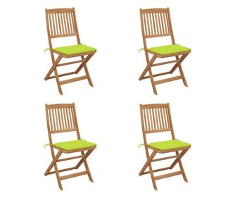 Zložljivi vrtni stoli s blazinami, 4 kosi, masivno akacijevo leso