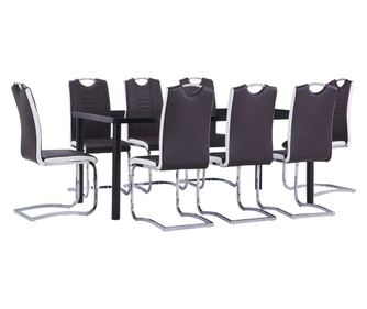 Kuhinjski set, 9 dijelova, smeđa, umjetna koža