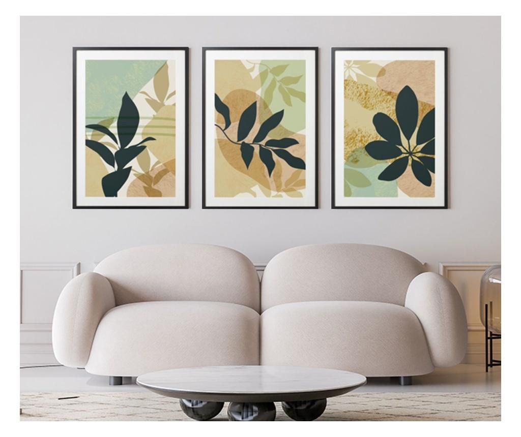 Set of 3 Abstract Tropical Flowers Pictures, 30x40 cm
