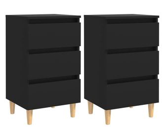 Masszv falb jjeliszekrnyek, 2 db, fekete, 40x35x69 cm