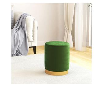 Taburet depozitare rotund, verde, catifea