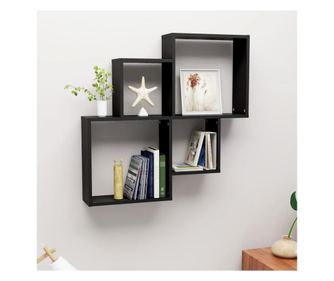 Zidna polica kocka, crna, 80x15x78,5 cm, iverica