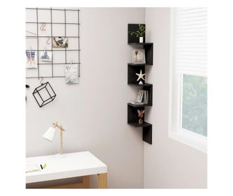 Sarok polc, fekete, 20x20x127,5 cm, laminlt fa