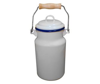 RAKI retro bidon emailat lapte 1l alb/albastru