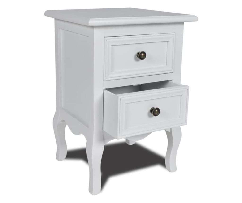 Noćni ormarić s 2 ladice, MDF, bijeli