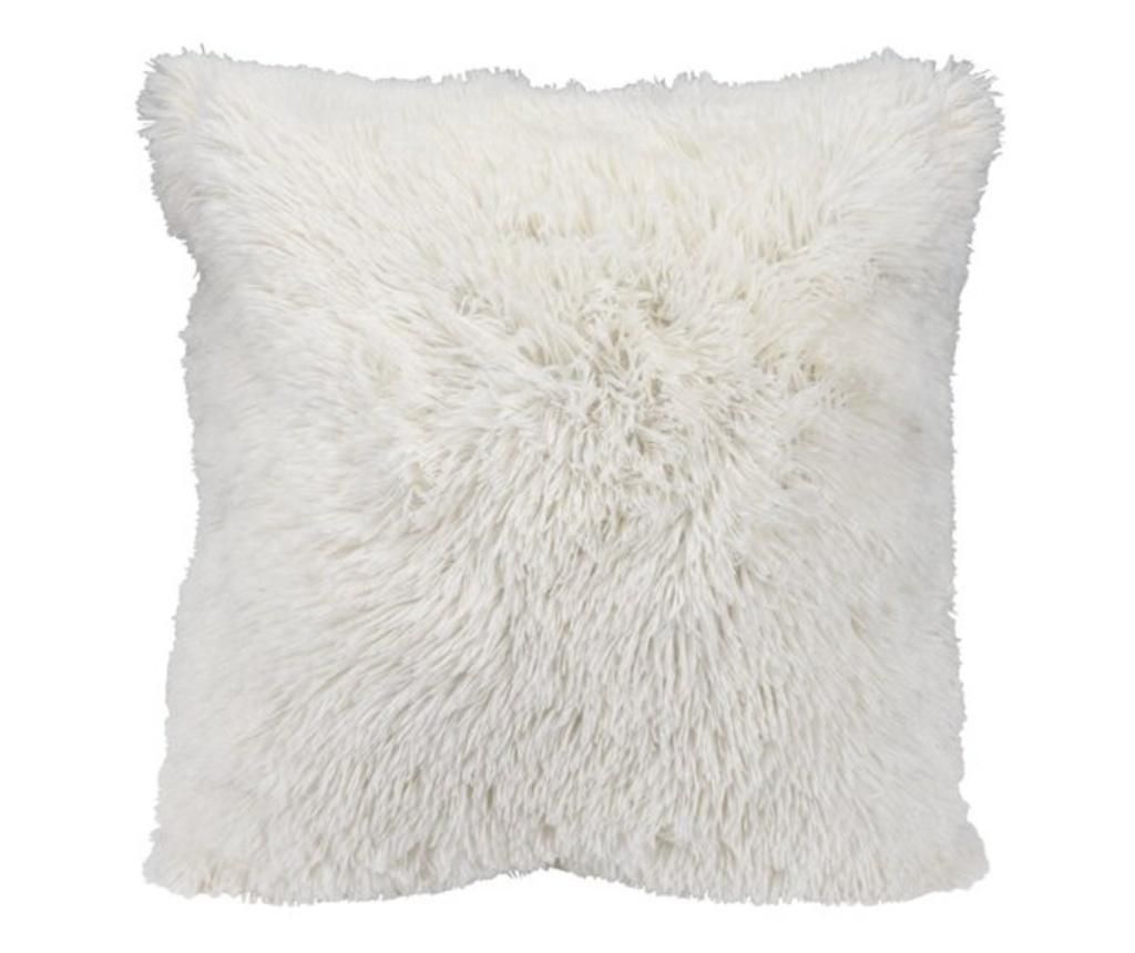 Decorative Fur Pillow, Fluffy and Pleasant to the Touch, 50 x 50 cm, White, Topi Dreams