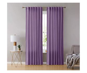 Draperie din catifea cu rejansa transparenta cu ate pentru galerie, Madison, 250x230 cm, densitate 700 g/ml, mov inchis, 1 buc