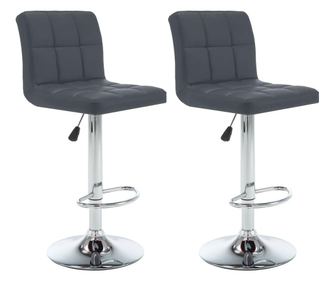 Bar stolčki, 2 kosi, sivi, ekološka usnja