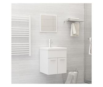 Set mobilier de baie, alb, PAL