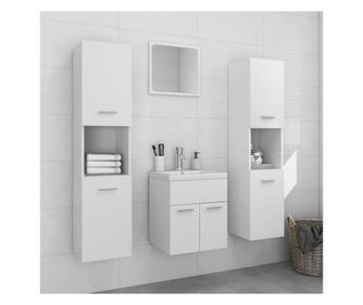 Set mobilier de baie, alb, PAL