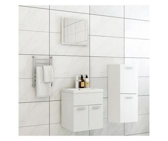 Set mobilier de baie, alb, PAL