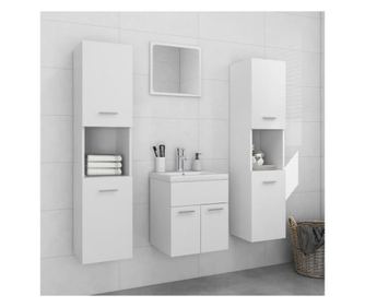 Set mobilier de baie, alb, PAL