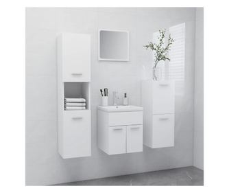 Set mobilier de baie, alb, PAL