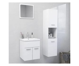 Set mobilier de baie, alb, PAL