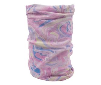 Bandana multifunctionala 02, poliester, material elastic, universala, tip burlan, 50x25cm, roz pastel, model valuri