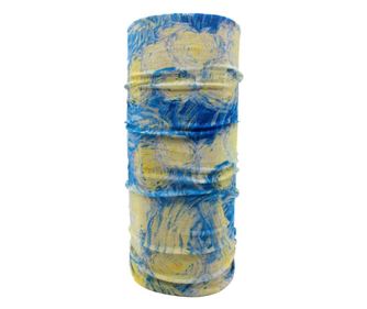 Bandana multifunctionala 17, poliester, material elastic, universala, 50x25cm, tip burlan, galben, model abstract