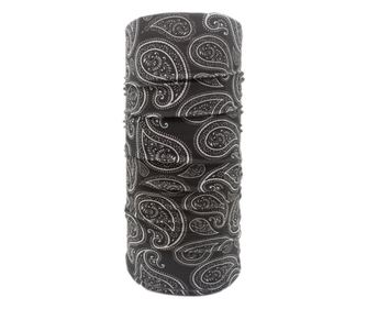 Bandana multifunctionala 24, poliester, material elastic, 50x25cm, universala, tip burlan, negru/alb, model frunze mari
