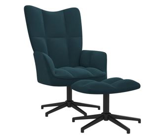 Sedež za sprostitev s taburejem, moder, žamet