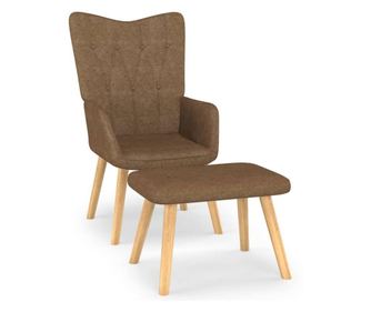 Sedežna garnitura za sprostitev s taburejem, siva taupe, tekstil