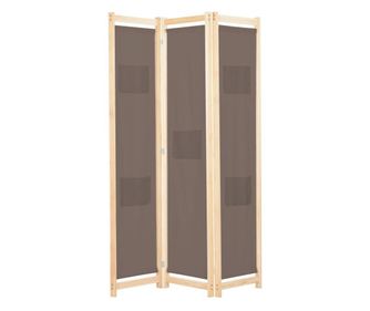 Διαχωριστικό Δωματίου 3 Πάνελ, Καφέ, 120x170x4 εκ., Ύφασμα