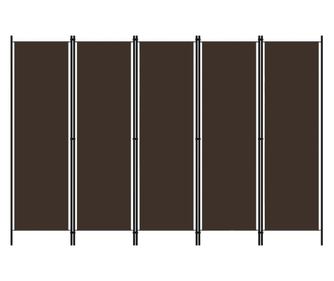 Paravan de cameră cu 5 panouri, maro, 250 x 180 cm