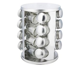 Set de recipiente pentru condmente Kinghoff KH 4011, 16 piese, 4 niveluri, Suport rotativ, Inox
