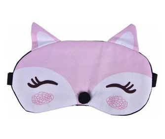 Masca pentru dormit sau calatorie, cu gel detasabil, Pufo Foxxy, 20 cm, roz