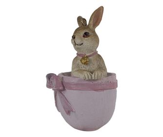 Húsvéti nyuszi figura tojásban polirezinből 5x4x8 cm