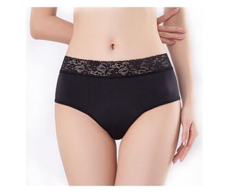 Chiloți Menstruali cu Dantelă Florală - S, Negru