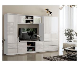 Living Chelsea alb lucios ro  270x190x51cm