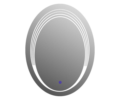 Oglinda baie cu iluminare led si buton touch, 600x800mm ovala