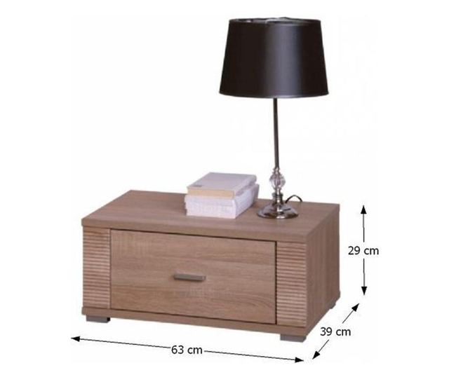 Stolik nocny, MDF Dąb Sonoma Brązowy, Duży, 63x39x29 cm