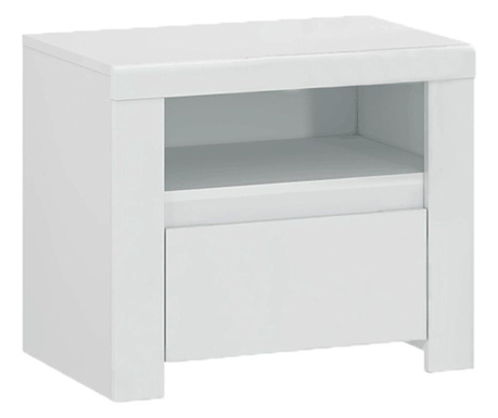 Нощно шкафче, от мдф бяло лъскава, Lindy, 60x40x51 см