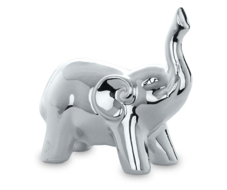 Figurina ceramica elefant, argintiu, 7x7x3,5 cm