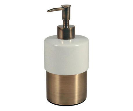 Dozator pentru sapun lichid, din ceramica, alb/auriu, 8x8x18.5 cm, cb2126