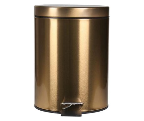 Cos de gunoi, pentru baie, 5 l, cu pedala, forma rotunda, otel, auriu, 20x20x28 cm, cb2242 